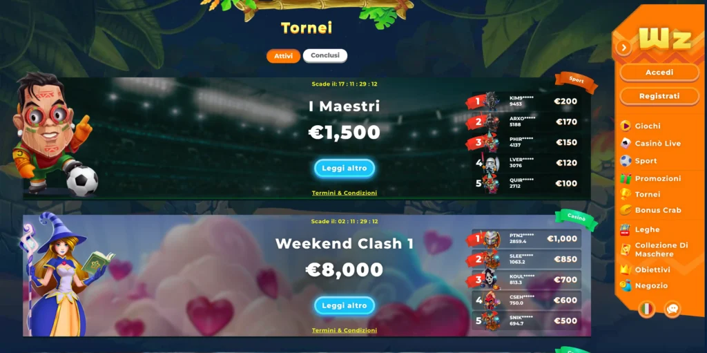 Tornei 2 wazamba tornei